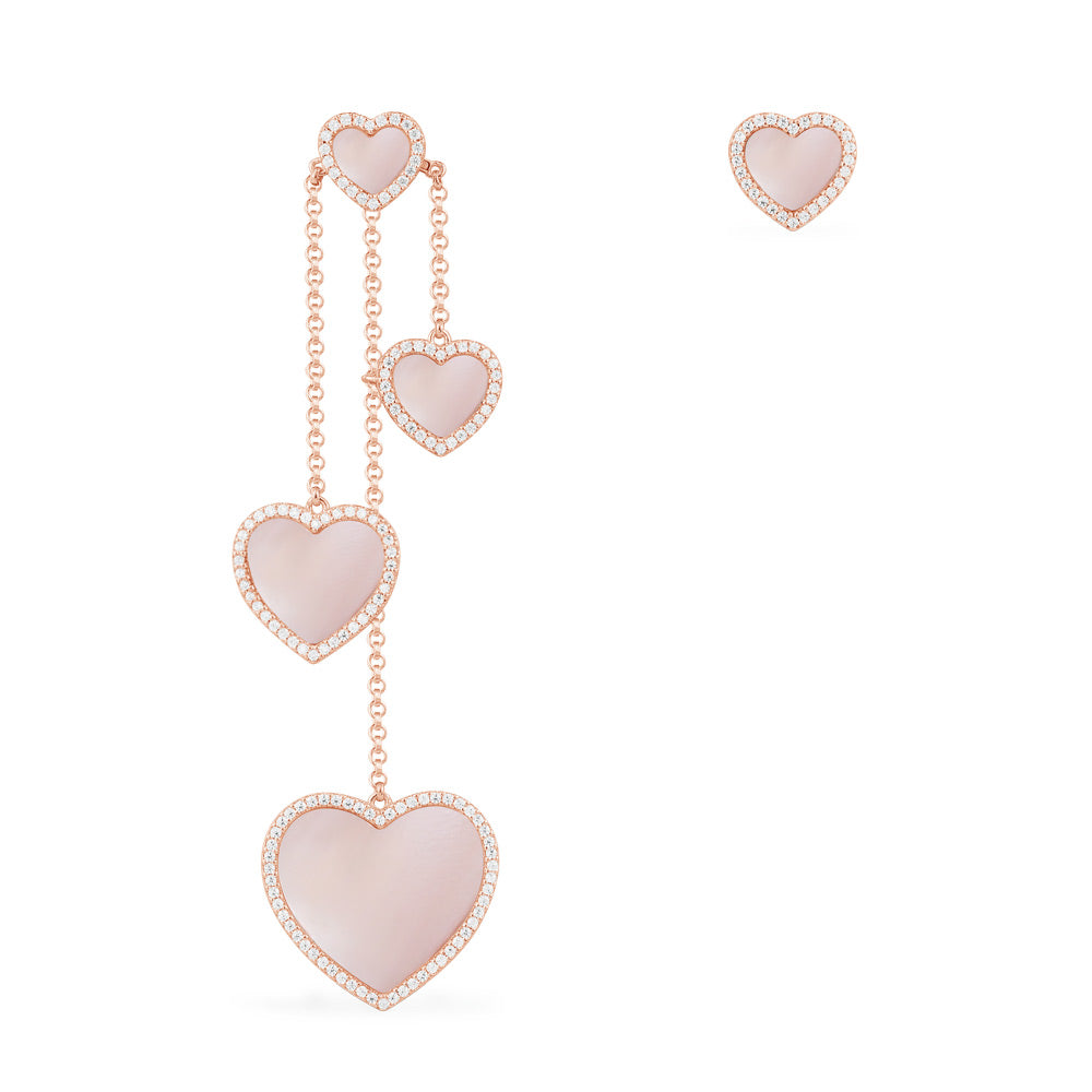 Asymmetric Pink Nacre Heart Earrings APM Monaco TEST