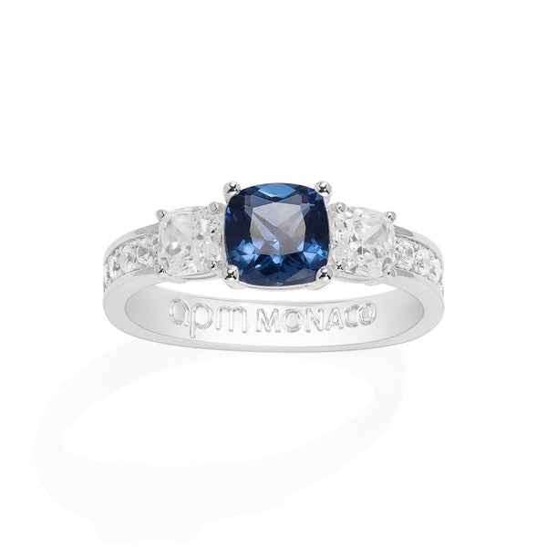 Blue Square Pavé Ring