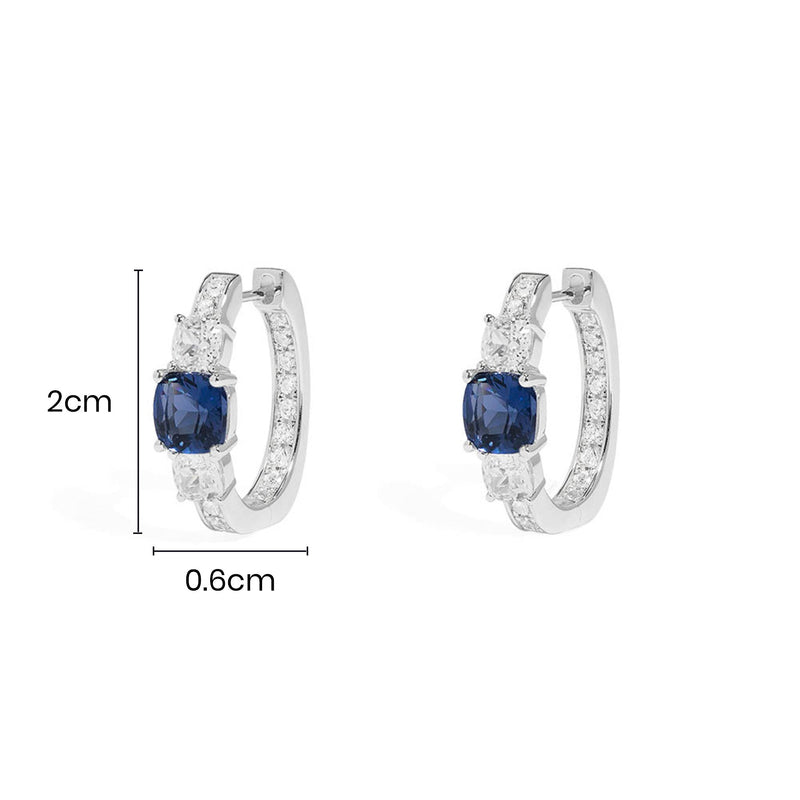 Blue Square Pavé Hoop Earrings