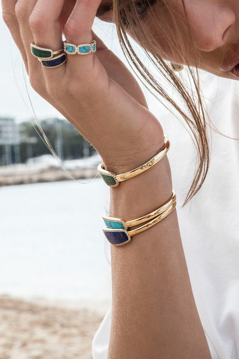 APM Monaco Lapis Lazuli Bangle in Yellow Gold