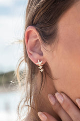 APM Monaco Lagoon Star Climber Earrings in Yellow Gold