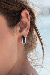 APM Monaco Lapis Lazuli Hoop Earrings in Yellow Gold