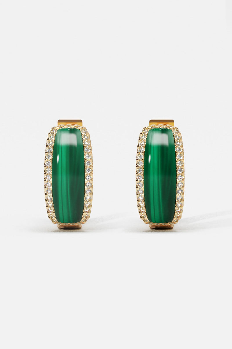 Malachite Hoop Earrings