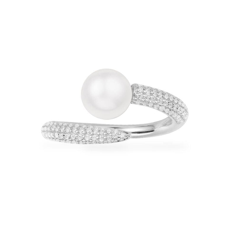 Open ring with pearl - silver