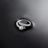 Open ring with pearl - silver