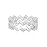 Double Up And Down Ring - White Silver