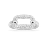 White Chain Link Ring - White Silver