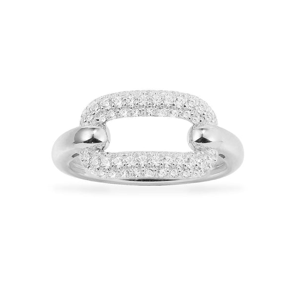 White Chain Link Ring - White Silver