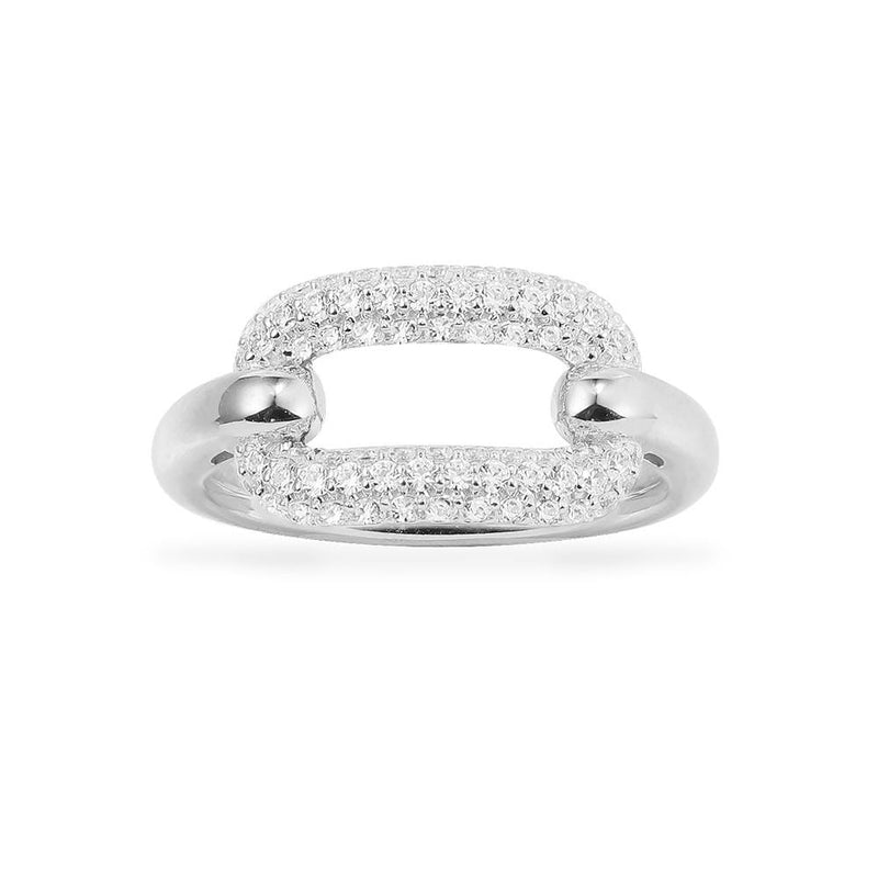 White Chain Link Ring - White Silver