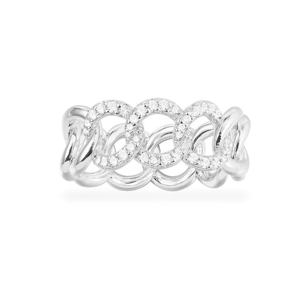 Paved Chain Ring - silver