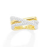 Pavé Crossed Rectangle Ring