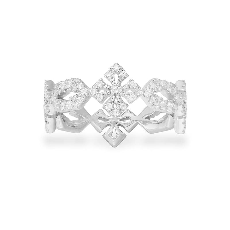 Cross Ring - White Silver