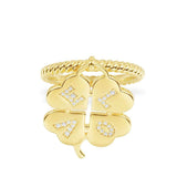 LOVE Four-Leaf Clover Ring - Yellow Silver