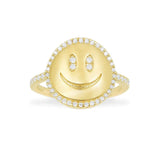 Happy Face Ring - Yellow Silver