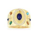 Multicolor Stone Ring - Yellow Silver