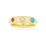 Dainty Multicolor Stone Ring - Yellow Silver