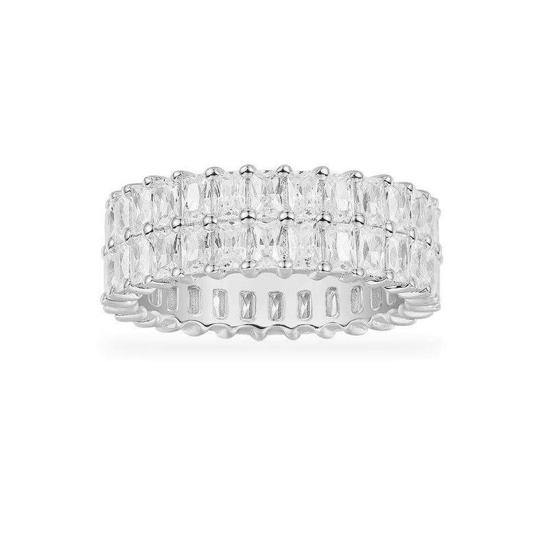 Eclat Double Row Ring - White Silver