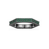 Green geometric ring  - dark grey silver