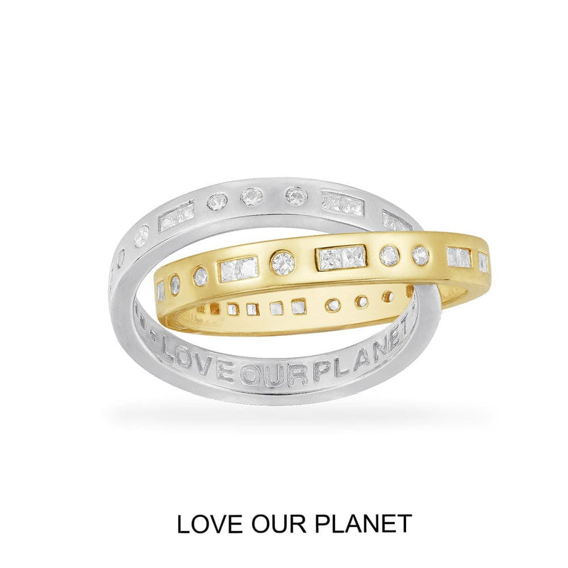 LOVE OUR PLANET Morse Code Double Ring