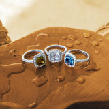 Khaki Square Pavé Ring