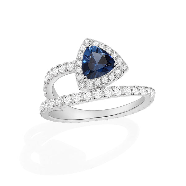 Blue triangle Pavé Ring