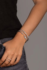 APM Monaco Triple Cuff with Sliding Rings in Silver