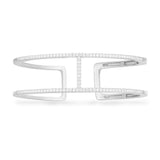 Double Line Paved Open Cuff - White Silver