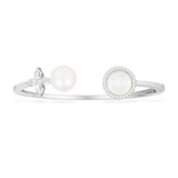 White Nacre and Pearl Open Cuff - White Silver