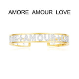 AMORE AMOUR LOVE Open Cuff - Yellow Silver