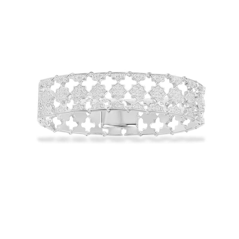 Star Openwork Bangle - White Silver