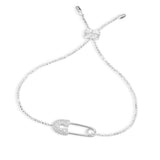 Safety Pin Adjustable Bacelet - White Silver