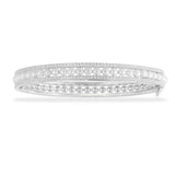 Double Paved Bangle with Pearls - White Silver