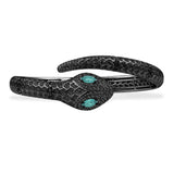 Serpent Open Cuff with Lagoon Blue Stones - Dark Grey Silver