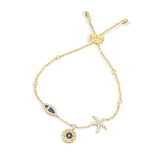 Tropical Sun & Sea Adjustable Bracelet - Yellow Silver