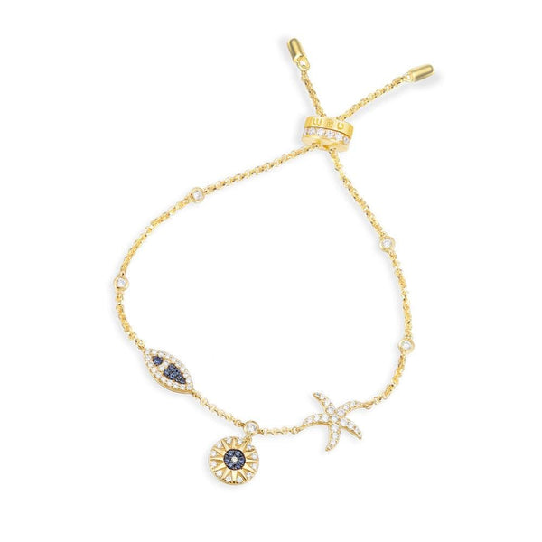 Tropical Sun & Sea Adjustable Bracelet - Yellow Silver