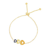 Triple Heart Adjustable Bracelet - Yellow Silver