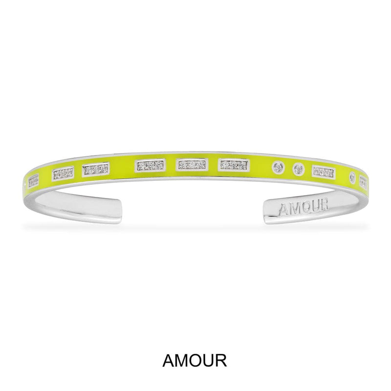 Neon Yellow AMOUR Morse Code Cuff