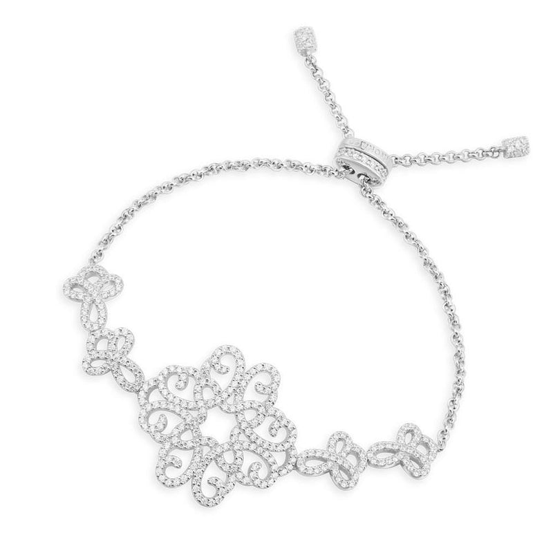 Arabesque Adjustable Bracelet - White Silver