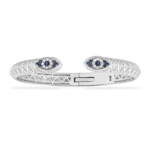 Lucky Eye Open Cuff - White Silver