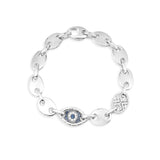 Lucky Eye Grain De Café Chain Bracelet - White Silver