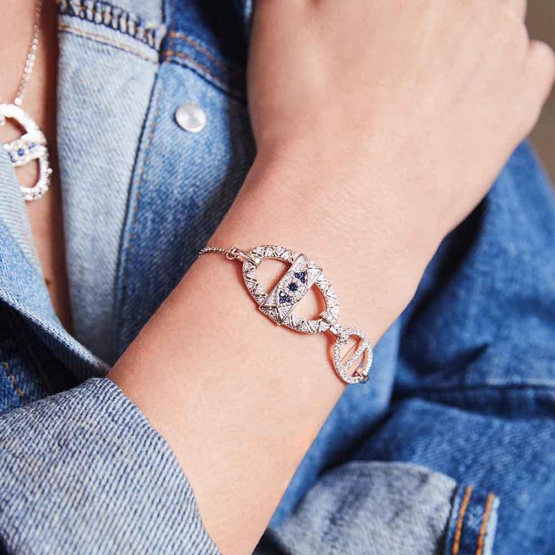 APM Monaco lucky eye adjustable bracelet in white silver