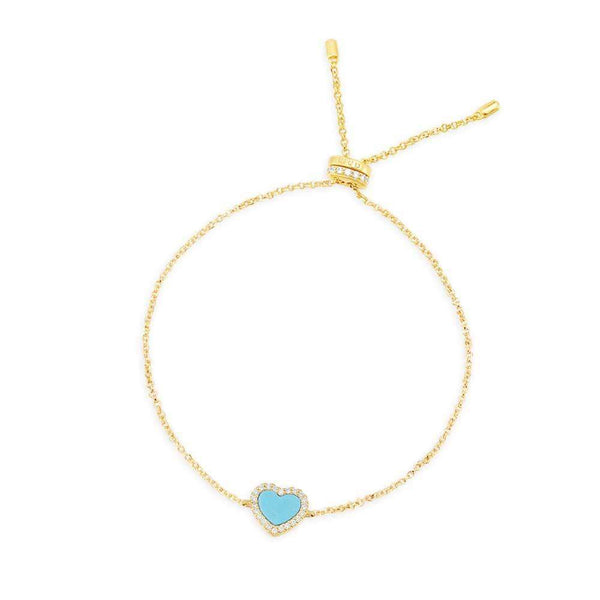 Heart Adjustable Bracelet - Yellow Silver