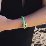 Neon Green Serpent Wrap Cuff - White Silver