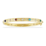 Dainty Multicolor Stone Bangle - Yellow Silver