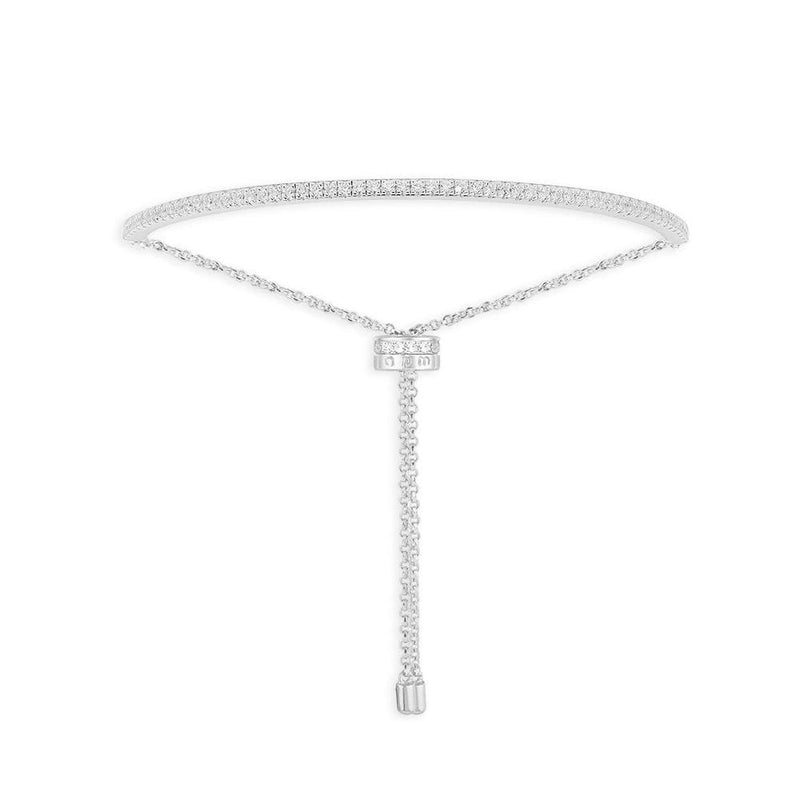 Dainty Paved Adjustable Bracelet - silver