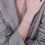 APM Monaco Paved Double Line Bangle in white silver