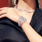 APM Monaco Statement Leaf Adjustable Bracelet in silver