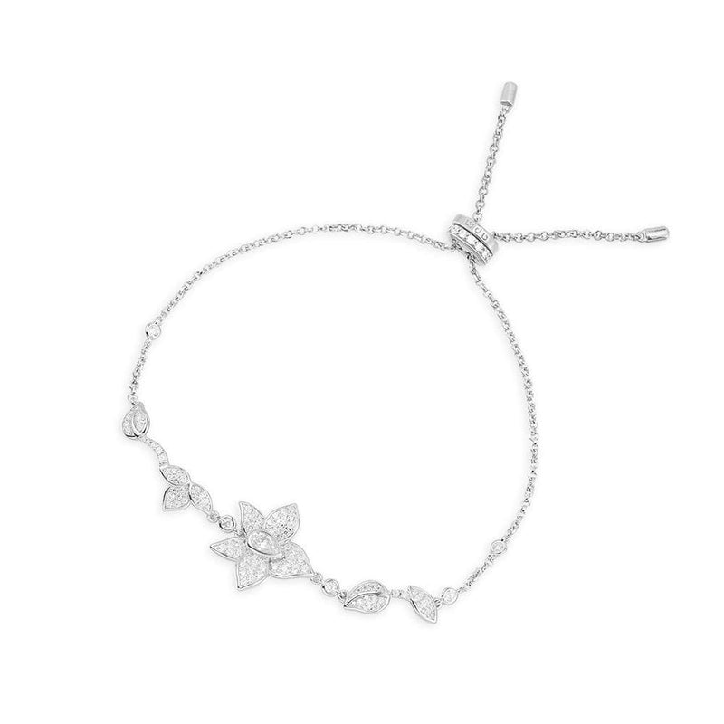 Flower Adjustable Bracelet - silver