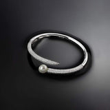 Open cuff with pearl - silver