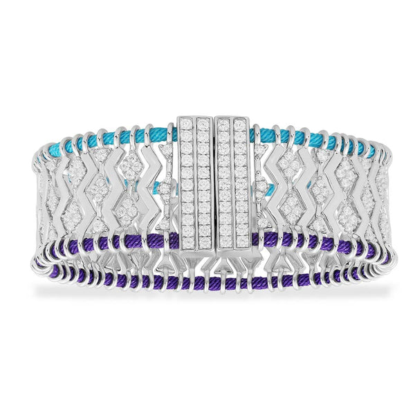 Batik Blue & Purple Statement Bracelet - silver